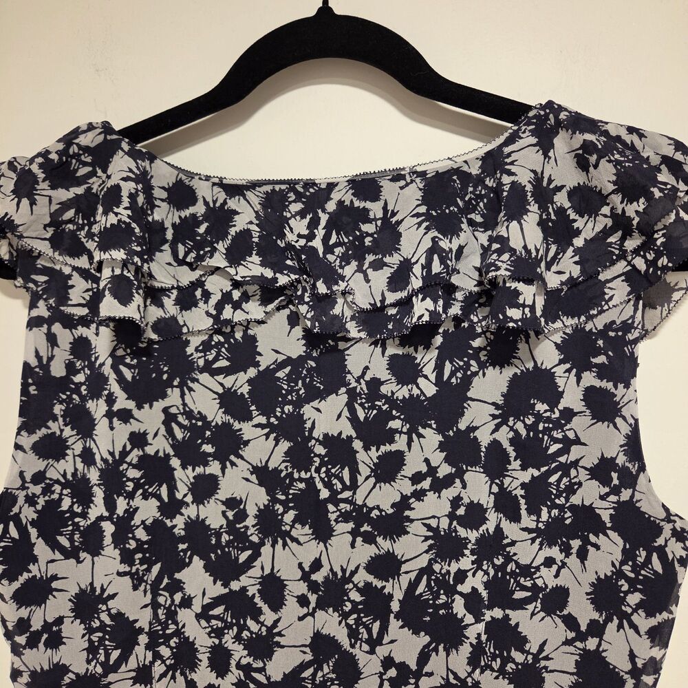 Tory Burch Marian Dress Sapphire Blue Thistle Sz 8 Womens Silk Designer Flutter - Picture 11 of 12